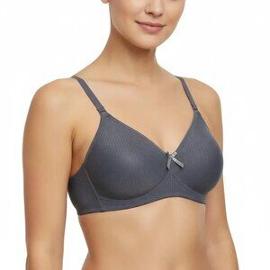 Paris Pink Women's Ribbon Accent Lightly Padded Full Coverage Bra Gray Size 38C